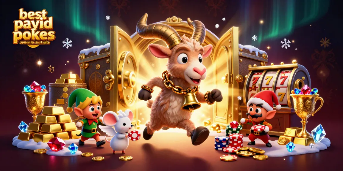 Explore the best payid pokes online in Australia with festive casino-themed characters playing.