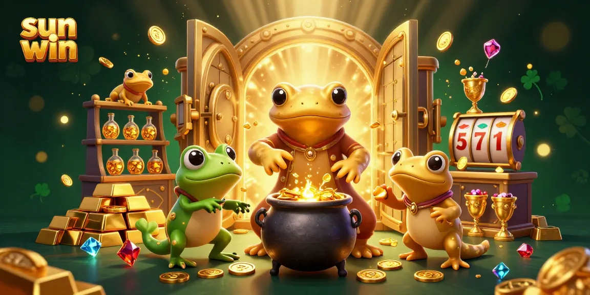 Engage in exciting slots at sun win with a vibrant 3D scene featuring alchemists and treasures.