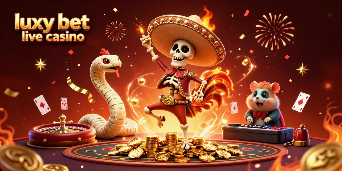 Experience the excitement of luxy bet live casino with vibrant 3D illustration showcasing celebratory gaming elements.