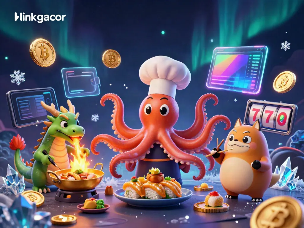 Experience exciting wins with link gacor in this vibrant 3D casino illustration featuring an octopus chef.