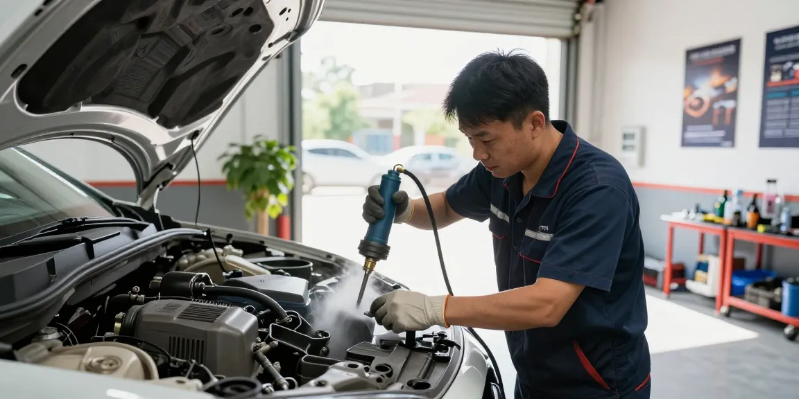 DPF Reinigung Laatzen von einem Techniker in einer modernen Werkstatt mit professionellen Werkzeugen.