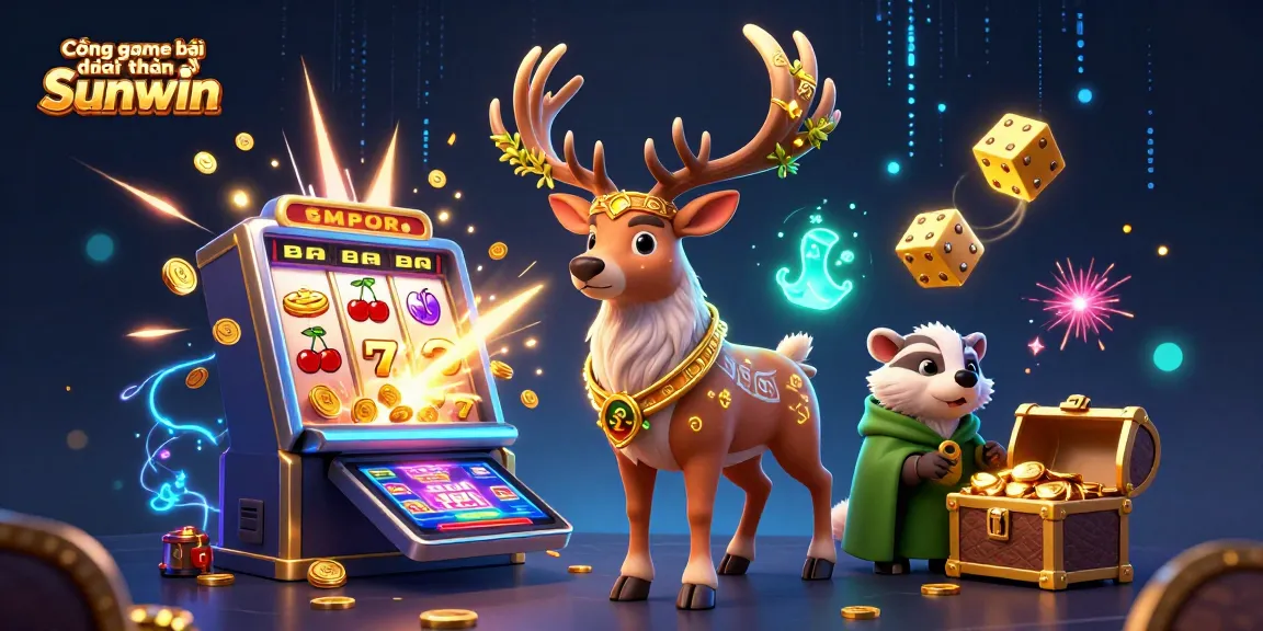 Experience Cổng game bài đổi thưởng Sunwin with vibrant 3D scene filled with casino excitement and characters.