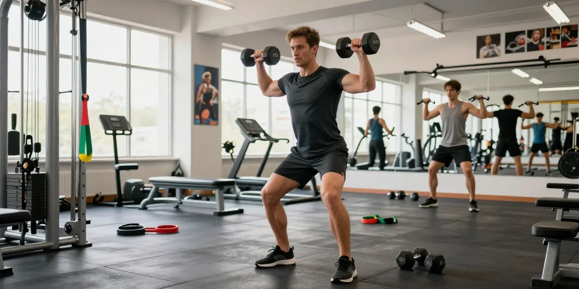 Medi Pharma Steroid Shop: Fitness-Enthusiast beim Training mit Gewicht im modernen Fitnessstudio