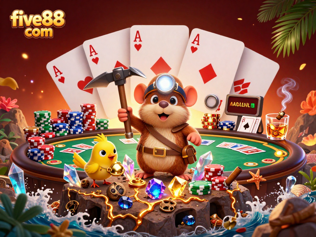 Experience thrilling gaming at five88 com with a vibrant illustration showcasing exhilarating casino elements.