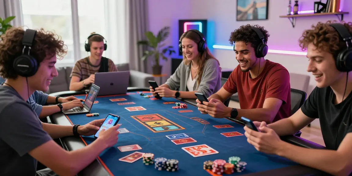 Exciting gaming scene featuring players engaged at https://b52club.radio.fm/ with colorful visuals and joyful expressions.
