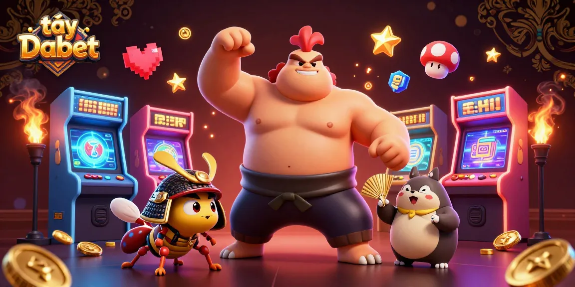 Engage with thrilling games at tại Dabet featuring a powerful sumo rooster, a fierce cricket, and dynamic casino elements.